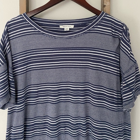 NWOT - American Eagle Outfitters - Navy and White Striped T-Shirt Dress - Picture 2 of 5